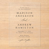 Elegante Black Calligraphy Wedding Acryleinladungen (Vorderseite)