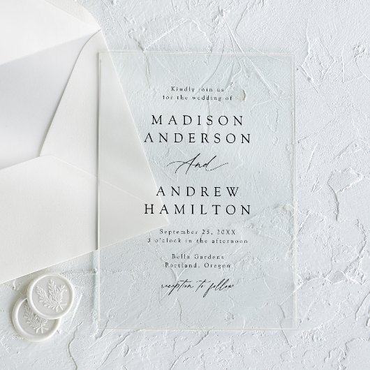 Elegante Black Calligraphy Wedding Acryleinladungen