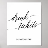 Elegante Black Calligraphy Wedding Drink Tickets Poster (Vorne)