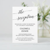 Elegante Black Calligraphy Wedding Reception Card Begleitkarte (Stehend Vorderseite)