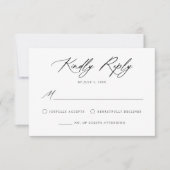 Elegante Black Calligraphy Wedding RSVP Karte (Vorderseite)