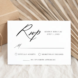Elegante Black Calligraphy Wedding RSVP Karte