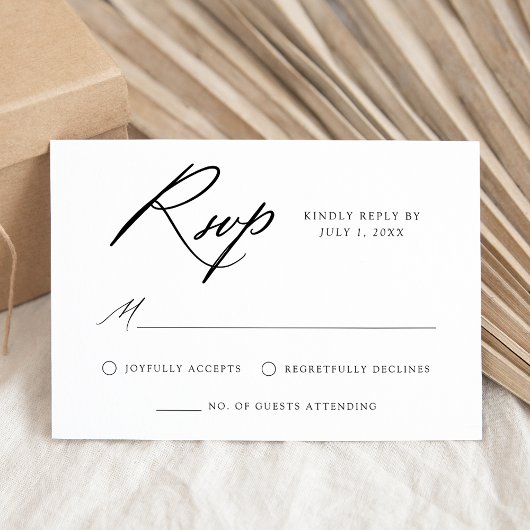 Elegante Black Calligraphy Wedding RSVP Karte