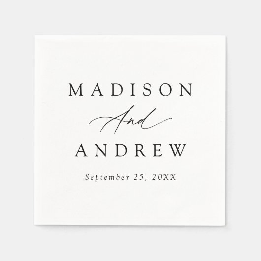 Elegante Black Calligraphy Wedding Serviette (Vorderseite)