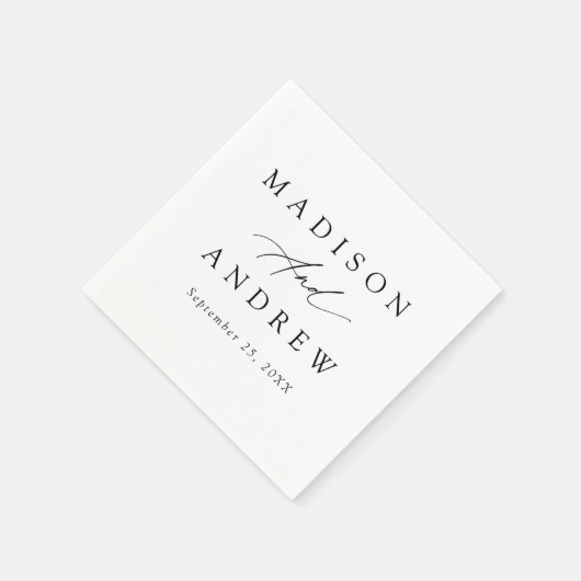 Elegante Black Calligraphy Wedding Serviette (Ecke)