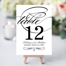 Elegante Black Calligraphy Wedding Tischnummer