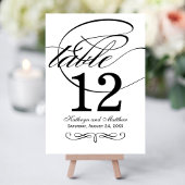 Elegante Black Calligraphy Wedding Tischnummer