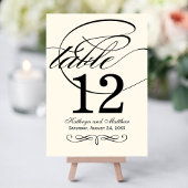 Elegante Black Calligraphy Wedding Tischnummer