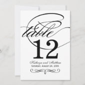 Elegante Black Calligraphy Wedding Tischnummer (Vorderseite)