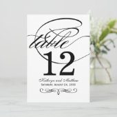 Elegante Black Calligraphy Wedding Tischnummer (Stehend Vorderseite)