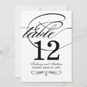 Elegante Black Calligraphy Wedding Tischnummer (Rückseite)