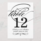 Elegante Black Calligraphy Wedding Tischnummer (Vorderseite)