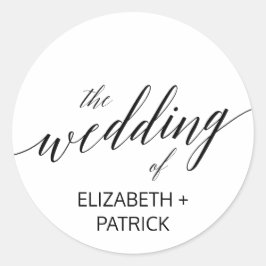 Elegante Black Calligraphy Wedding Umschlag Aufkle Runder Aufkleber