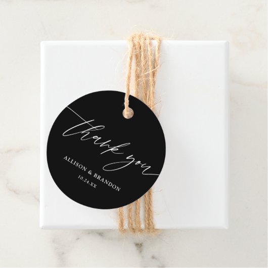 Elegante Black Calligraphy Wedding Vielen Dank Geschenkanhänger (Beispiel)