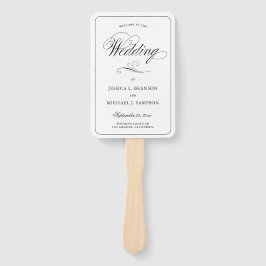 Elegante Black Calligraphy Welcome Wedding Party Fächer