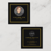 Elegante Black Calling Card mit M Gold Script Telefonnummerkarte (Vorne/Hinten)