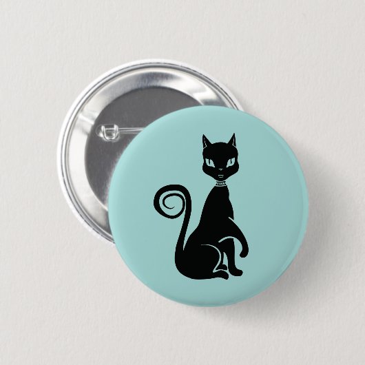 Elegante Black Cat Button (Vorne & Hinten)