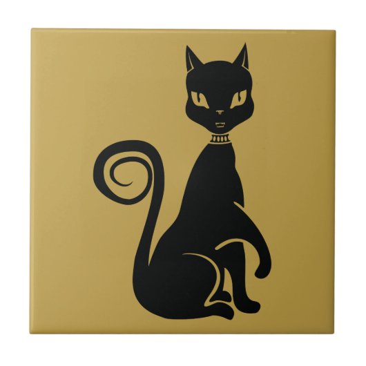 Elegante Black Cat Fliese (Vorderseite)