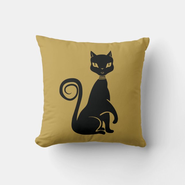Elegante Black Cat Kissen (Vorderseite)