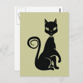 Elegante Black Cat Postkarte (Vorne/Hinten)