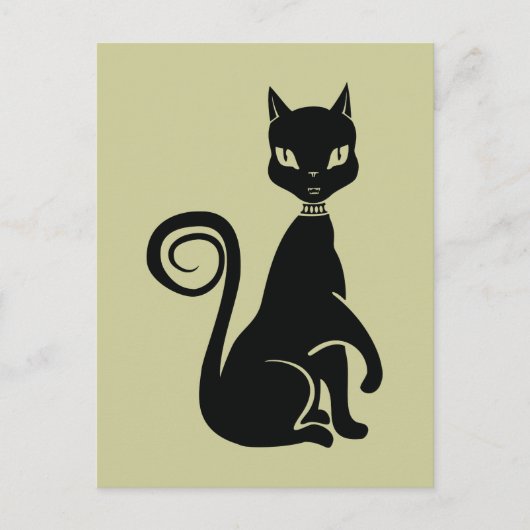 Elegante Black Cat Postkarte (Vorderseite)