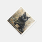 Elegante Black Cat Serviette (Ecke)