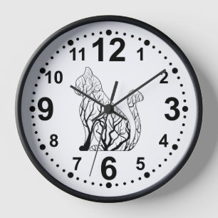 Elegante Black Cat Silhouette Wall Clock Uhr