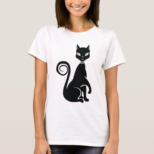 Elegante Black Cat T-Shirt (Vorderseite)