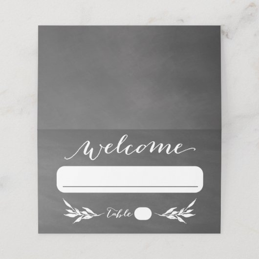 Elegante Black Chalkboard Hochzeiten Platzkarten (Außenseite Aufgefaltet)