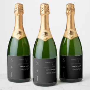 Elegante Black Cheer Celebration Wedding Flasche Schaumweinetikett