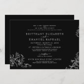 Elegante Black Chinoiserie Beide Eltern Hochzeit Einladung (Vorne/Hinten)