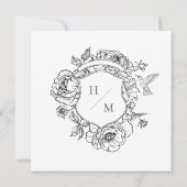 Elegante Black Chinoiserie Bird & Wappen Wedding Einladung (Rückseite)