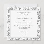 Elegante Black Chinoiserie Bird & Wappen Wedding Einladung (Vorderseite)