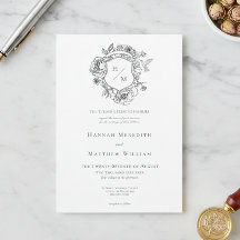 Elegante Black Chinoiserie Bird & Wappen Wedding