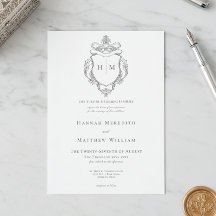 Elegante Black Chinoiserie Bird & Wappen Wedding