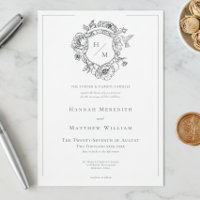 Elegante Black Chinoiserie Bird & Wappen Wedding