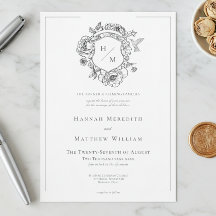 Elegante Black Chinoiserie Bird & Wappen Wedding