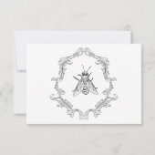 Elegante Black Chinoiserie Bird & Wappen Wedding RSVP Karte (Rückseite)