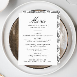 Elegante Black Chinoiserie Viktorianische Blumenho Menükarte