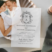 Elegante Black Chinoiserie Viktorianische Hochzeit Pergament Einladungen