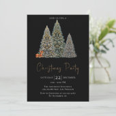 Elegante Black Christmas Party Einladung - Winter (Stehend Vorderseite)