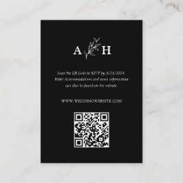 Elegante Black Classic Monogram QR Code RSVP Karte