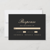 Elegante Black Classic Wedding RSVP Card (Vorderseite)