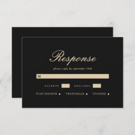 Elegante Black Classic Wedding RSVP Card