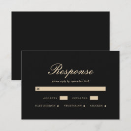 Elegante Black Classic Wedding RSVP Card Karte