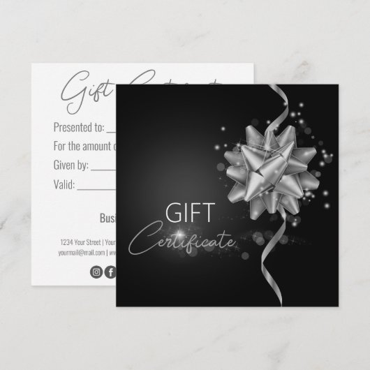 Elegante Black Classy Luminous Silver Bow Geschenk (Vorne/Hinten)