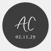 Elegante Black Clean Wedding Runder Aufkleber (Vorderseite)