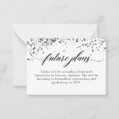 Elegante Black Confetti Abschluss Future Plans Mitteilungskarte (Vorderseite)
