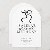 Elegante Black Coquette Bow Geburtstagsparty Einladung (Vorne/Hinten)