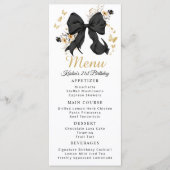 Elegante Black Coquette Bow Wildblume Menu Card Menükarte (Vorderseite)